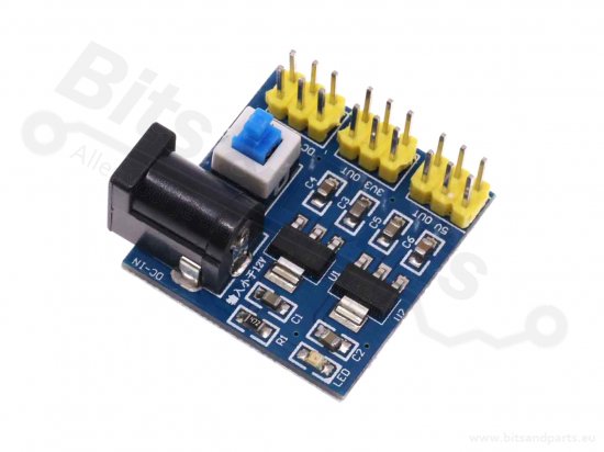 Voedingsmodule multi 6V-12V naar 3,3V en 5V met schakelaar (800mA) 